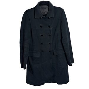 Banana Republic Black Double-Breasted Military Coat | Tailored Cotton Jacket